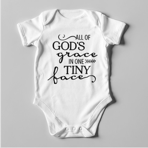 B68 Short Sleeve Baby Bodysuit All of God's Grace in One Tiny Face