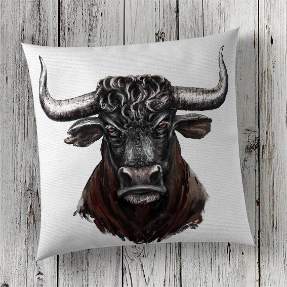bull cushion  print  wall art london
