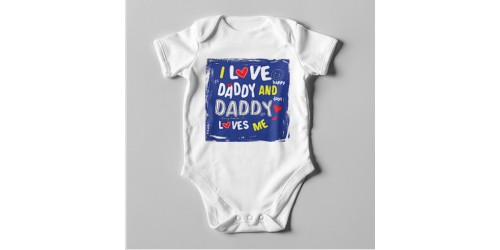 B69 Short Sleeve Baby Bodysuit I Love Daddy and Daddy Loves Me