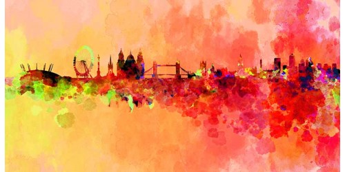 R1914RED  London Canvas Wall Art Canvas Print 