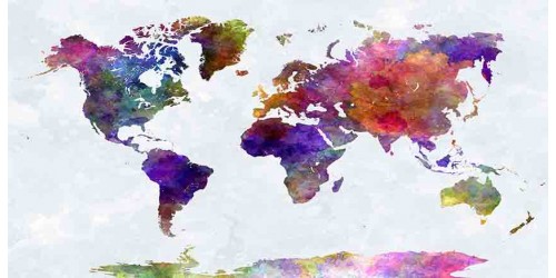 R2707 Canvas Wall Art Canvas Print World Map