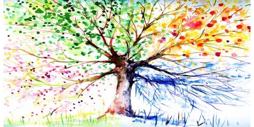 R3027 Water Colour Tree Canvas Wall Art Canvas Print 