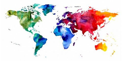 R3040 World Map Water Colour  Canvas Wall Art Canvas Print 