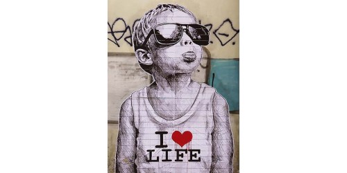 T290 Regular Fit Printed T-Shirt Banksy I Love Life