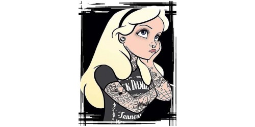 T350 Regular Fit Printed T-Shirt Alice in Wonderland with Tattoos