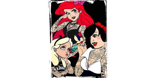T351 Regular Fit Printed T-Shirt Disney Princesses with Tattoos