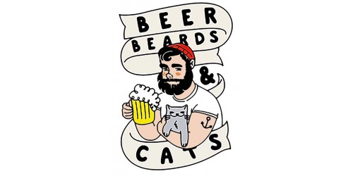 T501 Regular Fit Printed T-Shirt Beer Beards and Cats