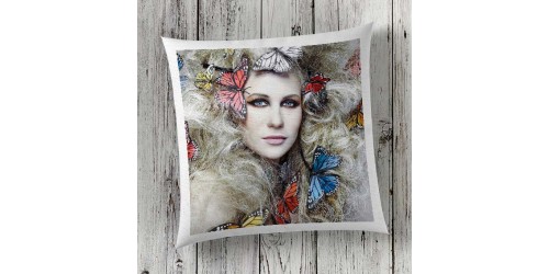 C58 Cushion Cover Sublimation Print Woman with Butterflies