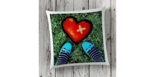 Print heart pillow with photo London