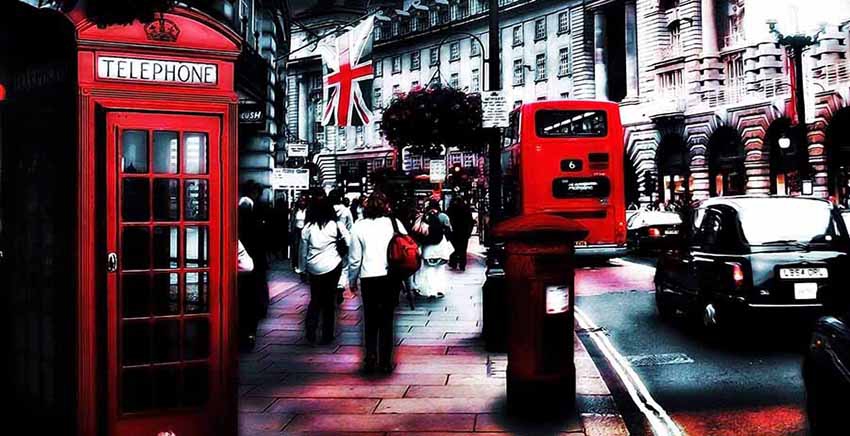 London Bus Phone Box Canvas Wall Art Canvas Print