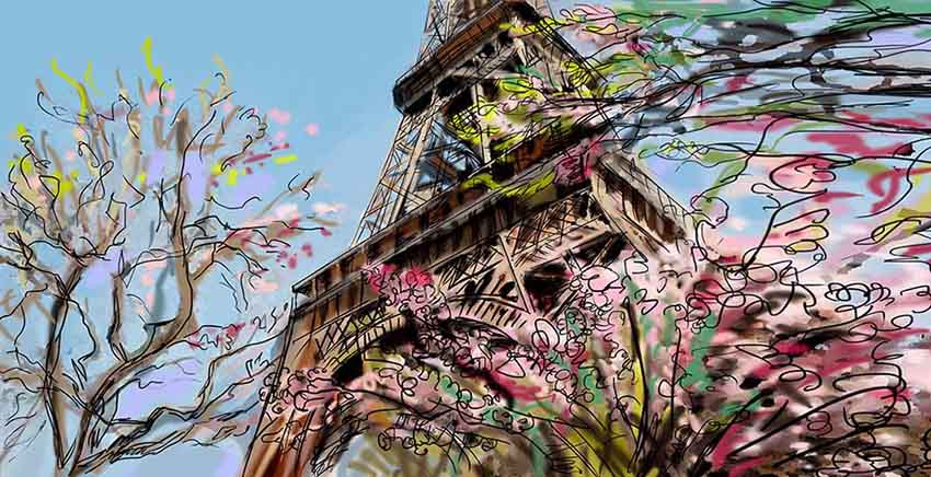 Canvas Wall Art Canvas Print Street in paris. Eiffel tower