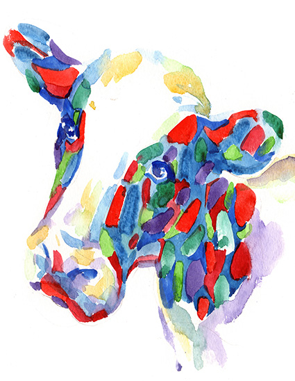 Regular Fit Printed T-Shirt  WATER COLOUR COW — image 6