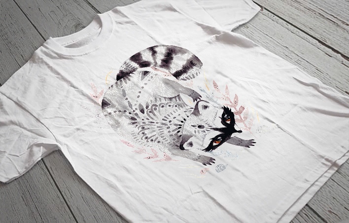 Regular Fit Printed T-Shirt  Raccoon