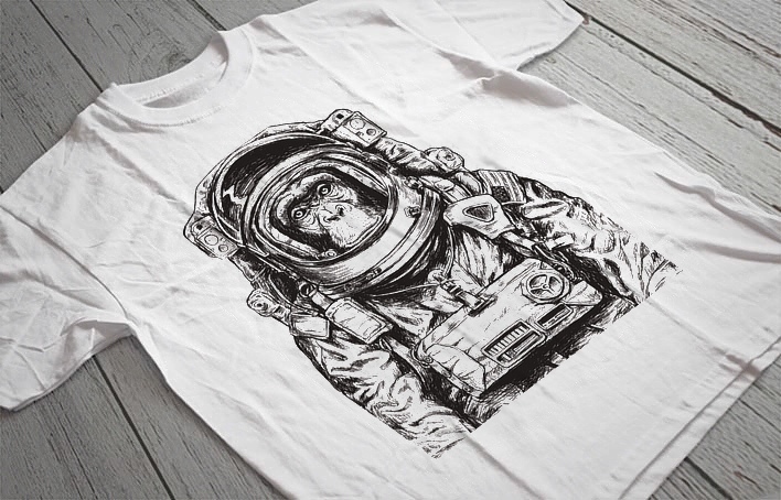 Regular Fit Printed T-Shirt  Astronaut Monkey