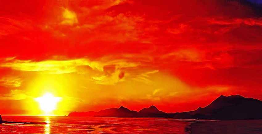 Red Sunset Canvas Wall Art Canvas Print