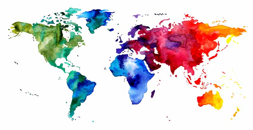 World Map Water Colour Canvas Wall Art Canvas Print