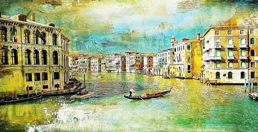 Canvas Wall Art Canvas Print Oil Paint Effect Venice