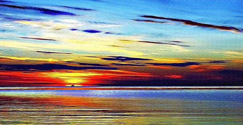 Blue, Red Sunset Canvas Wall Art Canvas Print