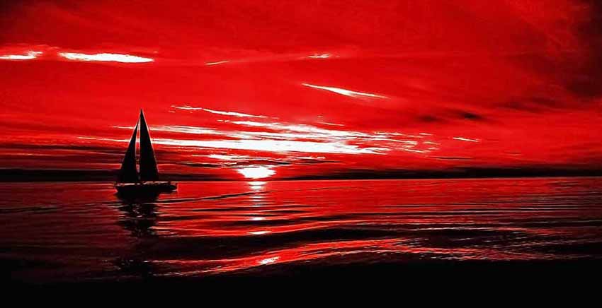 Black And Red Sunset Canvas Wall Art Canvas Print