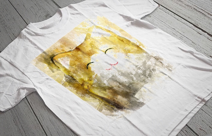 Regular Fit Printed T-Shirt  water colour