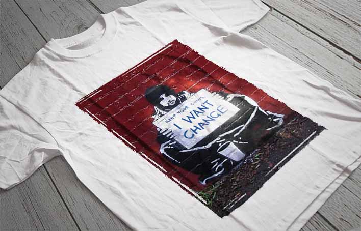 Regular Fit Printed T-Shirt Banksy Keep Your Coins