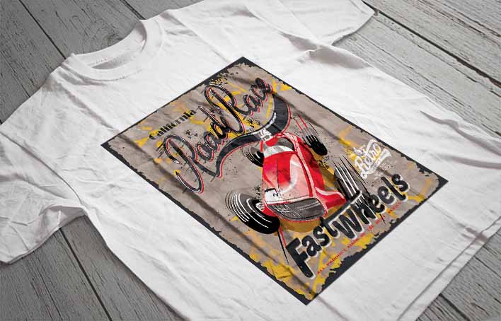 Regular Fit Printed T-Shirt Racing Car