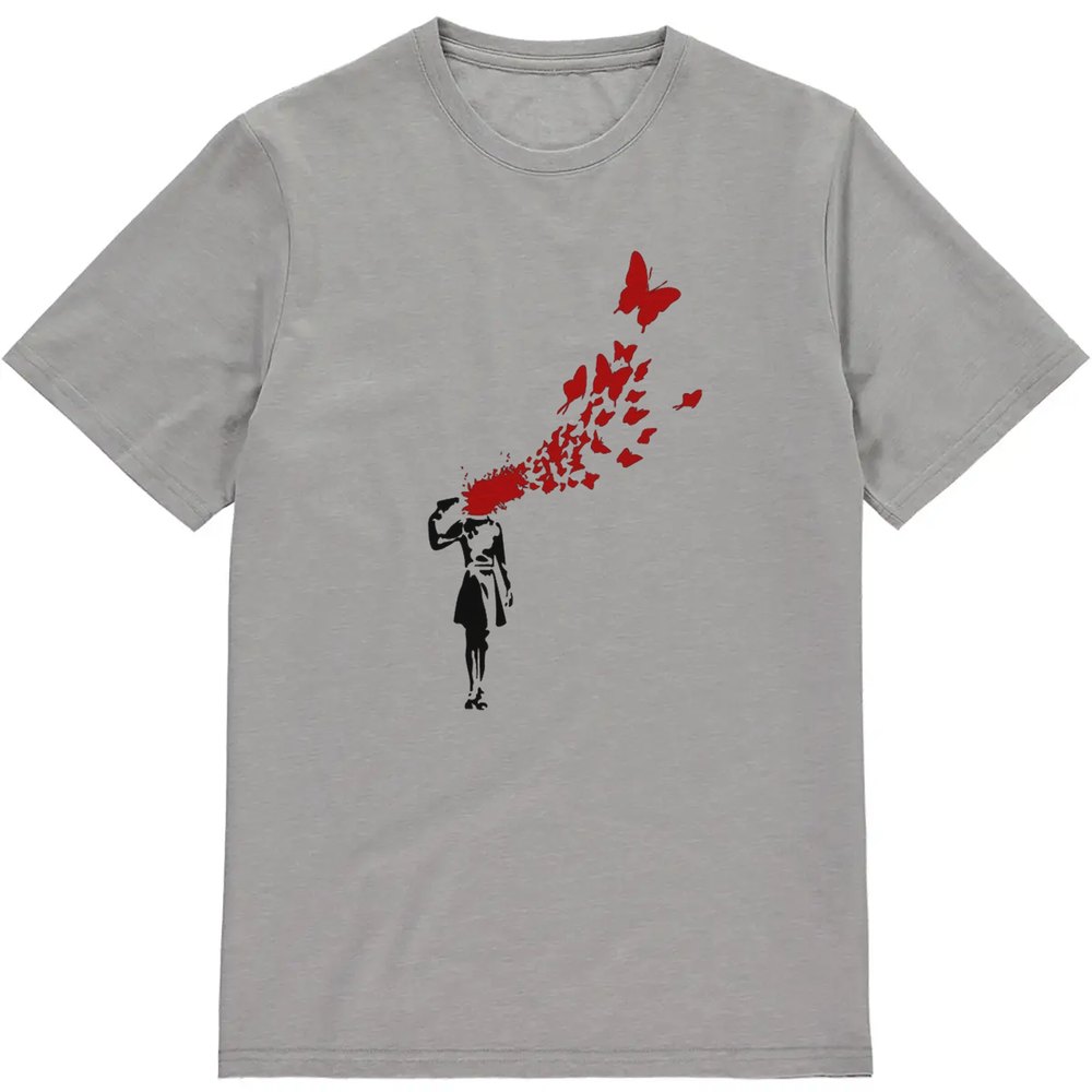 Regular Fit Printed T-Shirt Banksy Gun and Butterfly — image 3