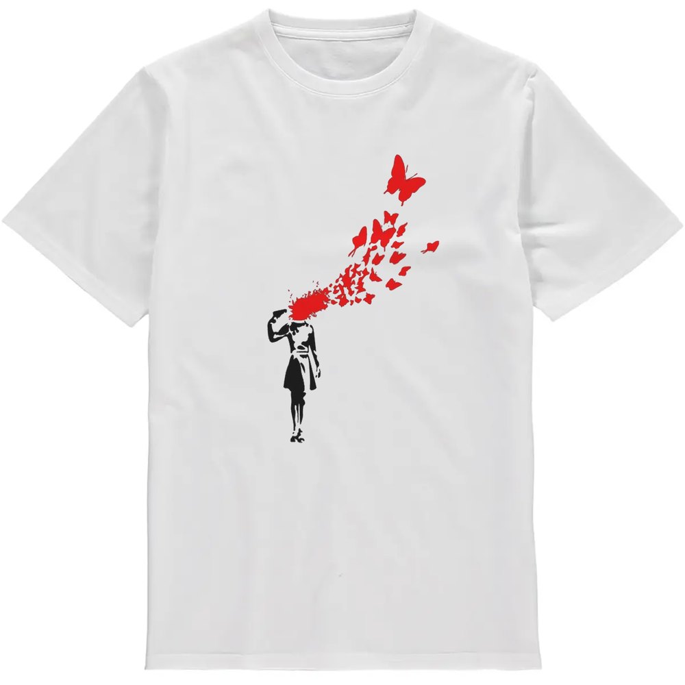 Regular Fit Printed T-Shirt Banksy Gun and Butterfly — image 2