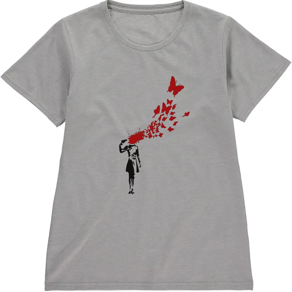 Regular Fit Printed T-Shirt Banksy Gun and Butterfly — image 5