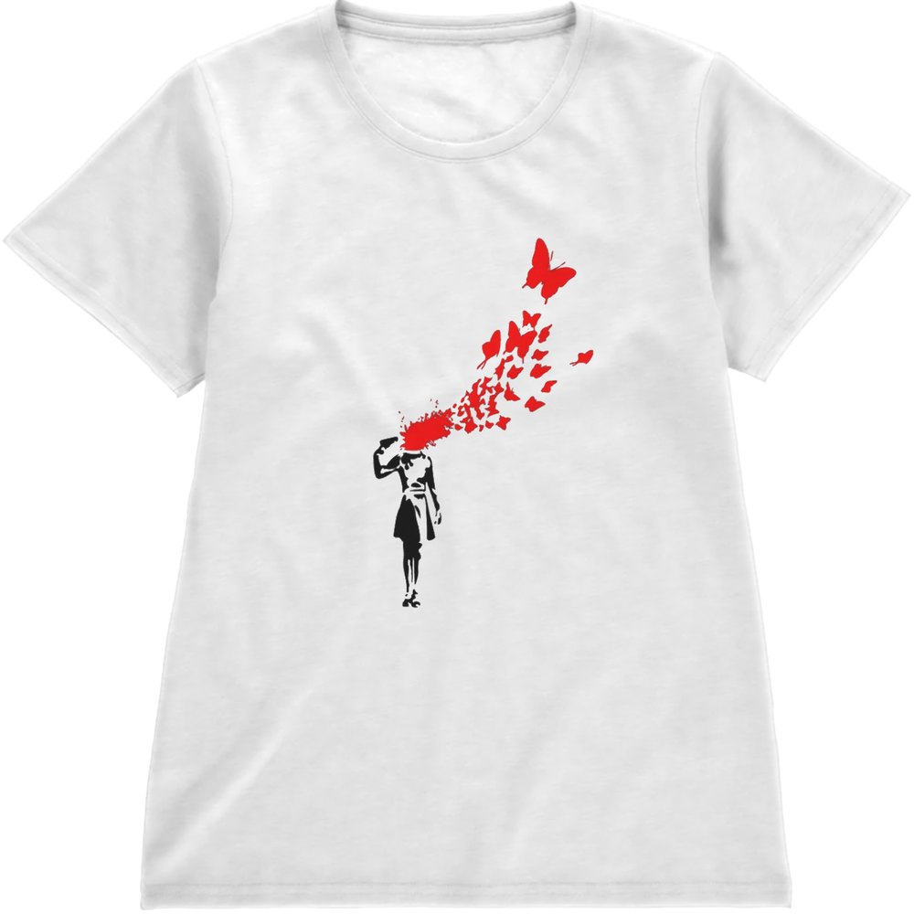 Regular Fit Printed T-Shirt Banksy Gun and Butterfly — image 4