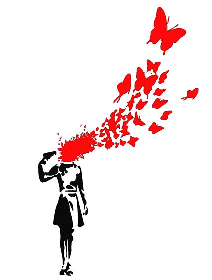 Regular Fit Printed T-Shirt Banksy Gun and Butterfly — image 6