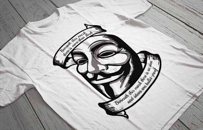 Regular Fit Printed T-Shirt V for Vendetta