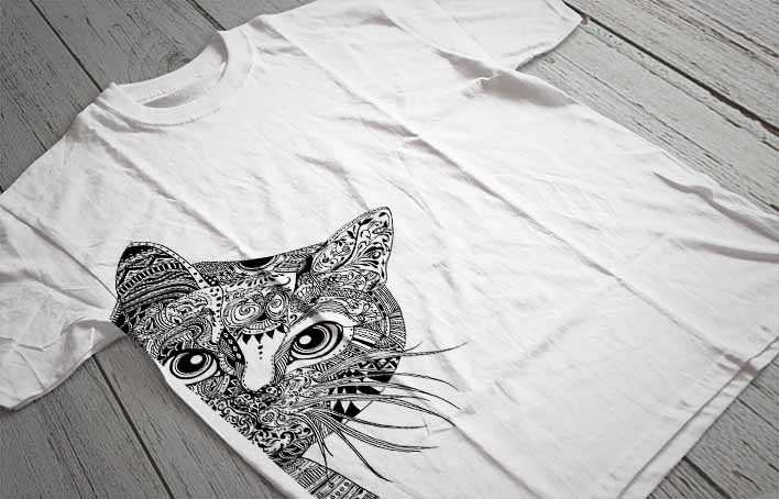 Regular Fit Printed T-Shirt Cat
