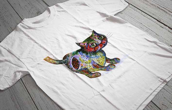 Regular Fit Printed T-Shirt Cat