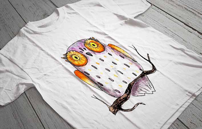 Regular Fit Printed T-Shirt Owl