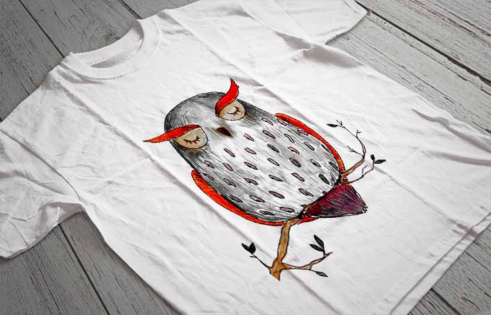 Regular Fit Printed T-Shirt Owl
