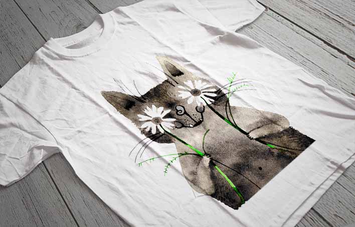 Regular Fit Printed T-Shirt Cat