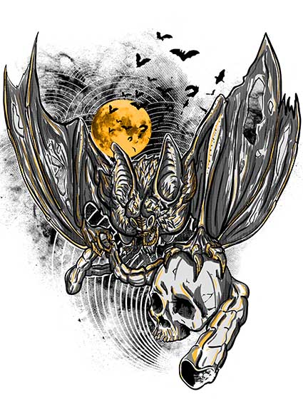 Regular Fit Printed T-Shirt Bat and Skull — image 6