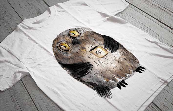 Regular Fit Printed T-Shirt Owl