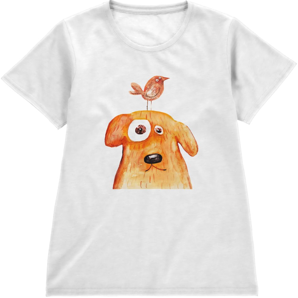 Regular Fit Printed T-Shirt Dog and Bird — image 4