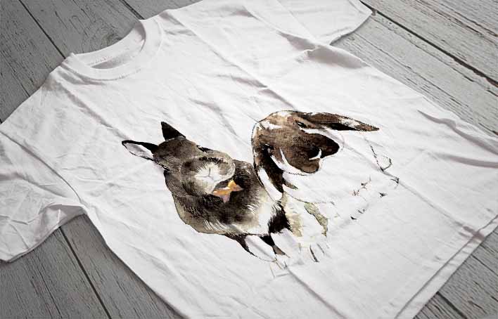 Regular Fit Printed T-Shirt Rabbits