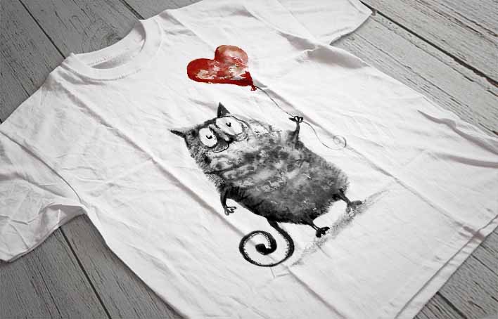 Regular Fit Printed T-Shirt Cat