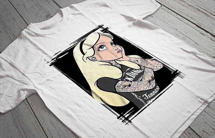 Regular Fit Printed T-Shirt Alice in Wonderland with Tattoos