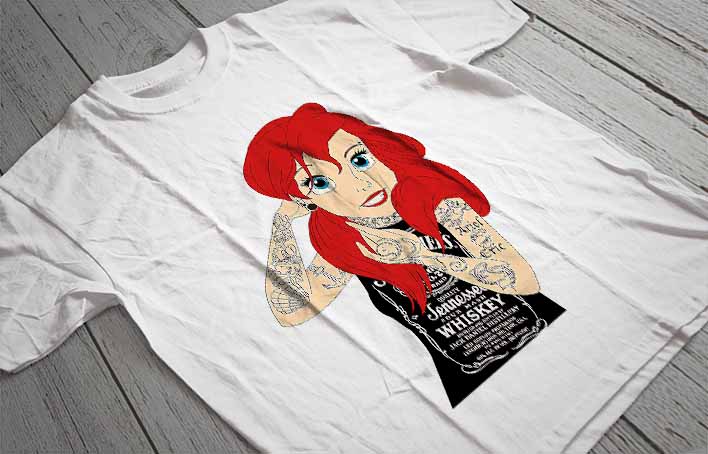 Regular Fit Printed T-Shirt Ariel with Tattoos