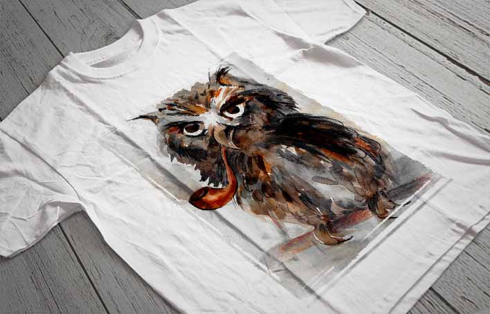 Regular Fit Printed T-Shirt Owl