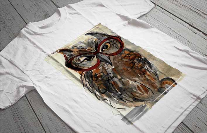 Regular Fit Printed T-Shirt Owl