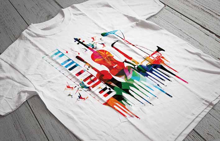 Regular Fit Printed T-Shirt Musical Instruments