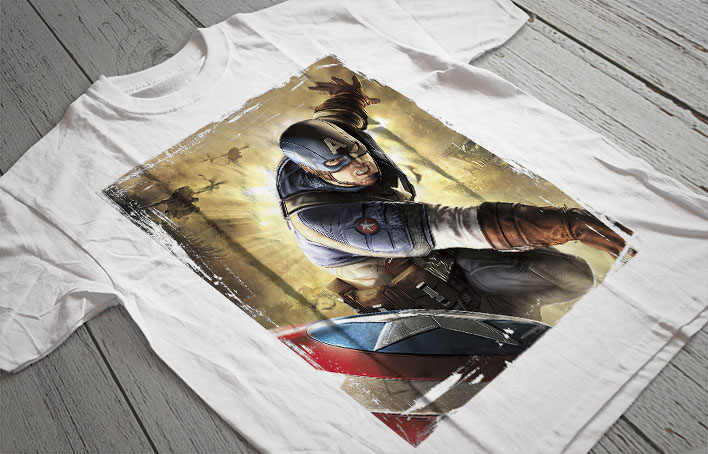 Regular Fit Printed T-Shirt Captain America