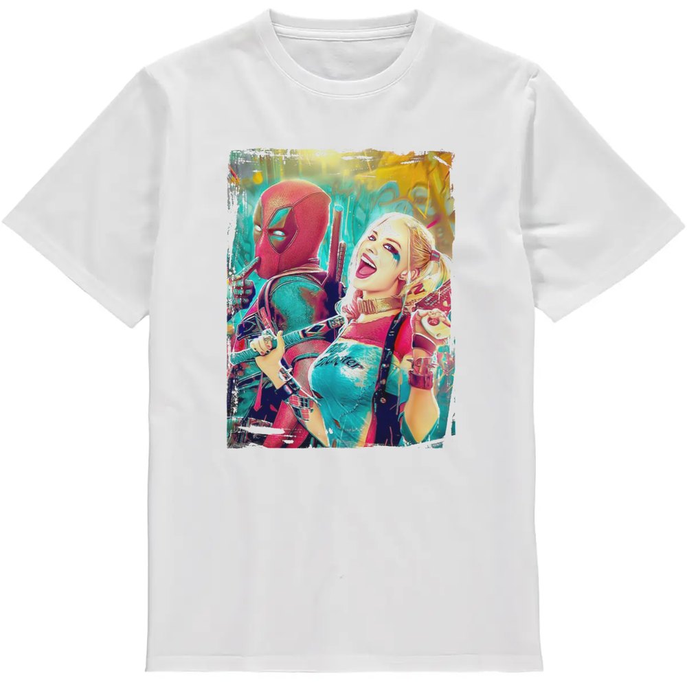 Regular Fit Printed T-Shirt Deadpool and Harley Quinn — image 2