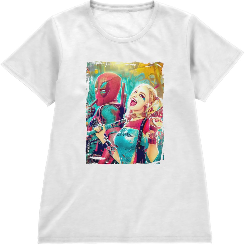Regular Fit Printed T-Shirt Deadpool and Harley Quinn — image 4